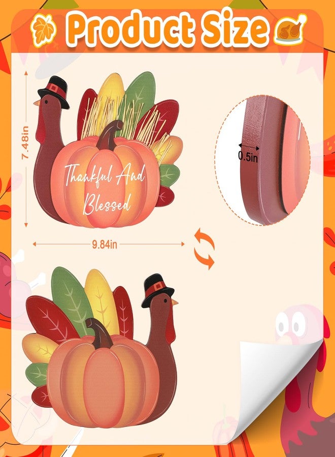 Yewfold Thanksgiving Decoration Wooden Tabletop Decor Thanksgiving Standing Turkey for Home Kitchen Office Fall Harvest Festival Decoration (Turkey) - Image 2